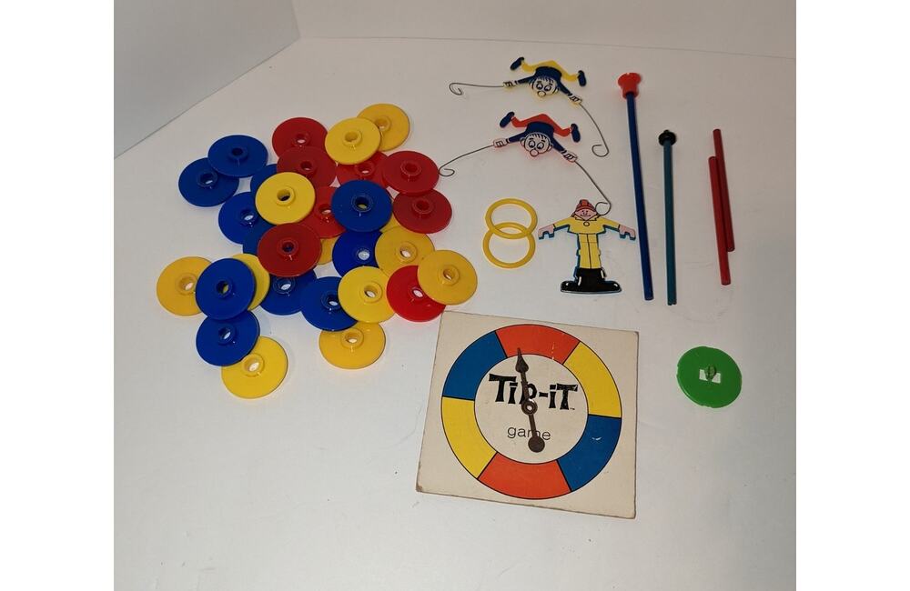 Vintage 1965 Ideal Tip It Game Replacement Parts Pieces Discs Man Spinner